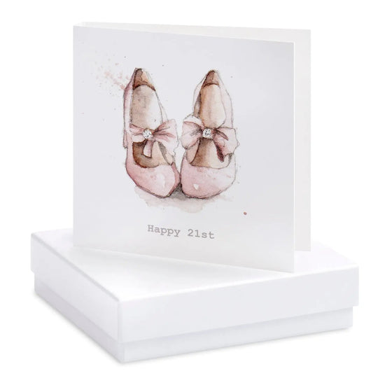 Boxed Happy 21st Party Shoes Earring Card Earrings Crumble and Core White  