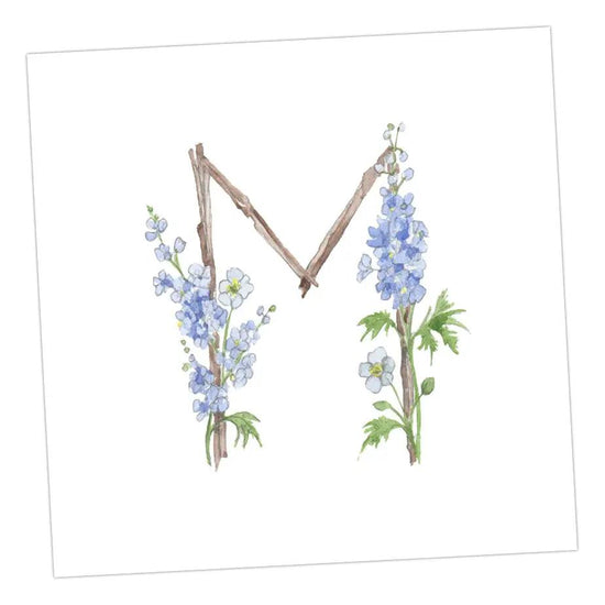 Floral Letters M Greeting & Note Cards Crumble and Core 8 x 8 cm  