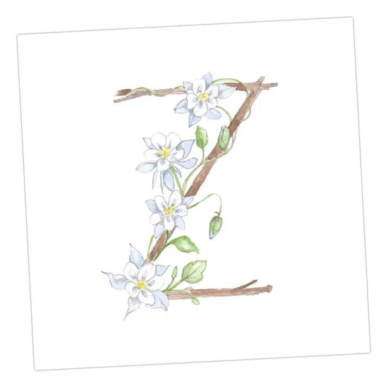 Floral Letters Z Greeting & Note Cards Crumble and Core 8 x 8 cm  
