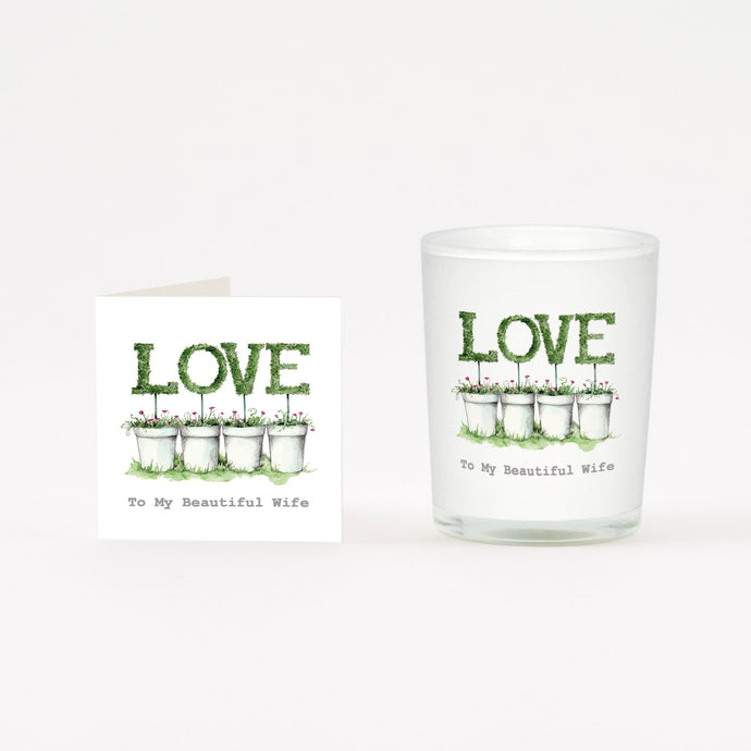 Wife Love Pots Boxed Candle and Card Crumble & Core