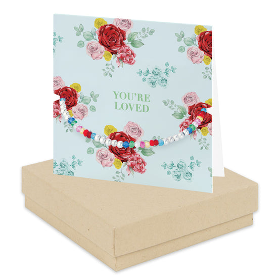 Bright Blooms You're Loved Boxed Card with Silver and Beaded Bracelet BD003 Bracelets Crumble and Core   
