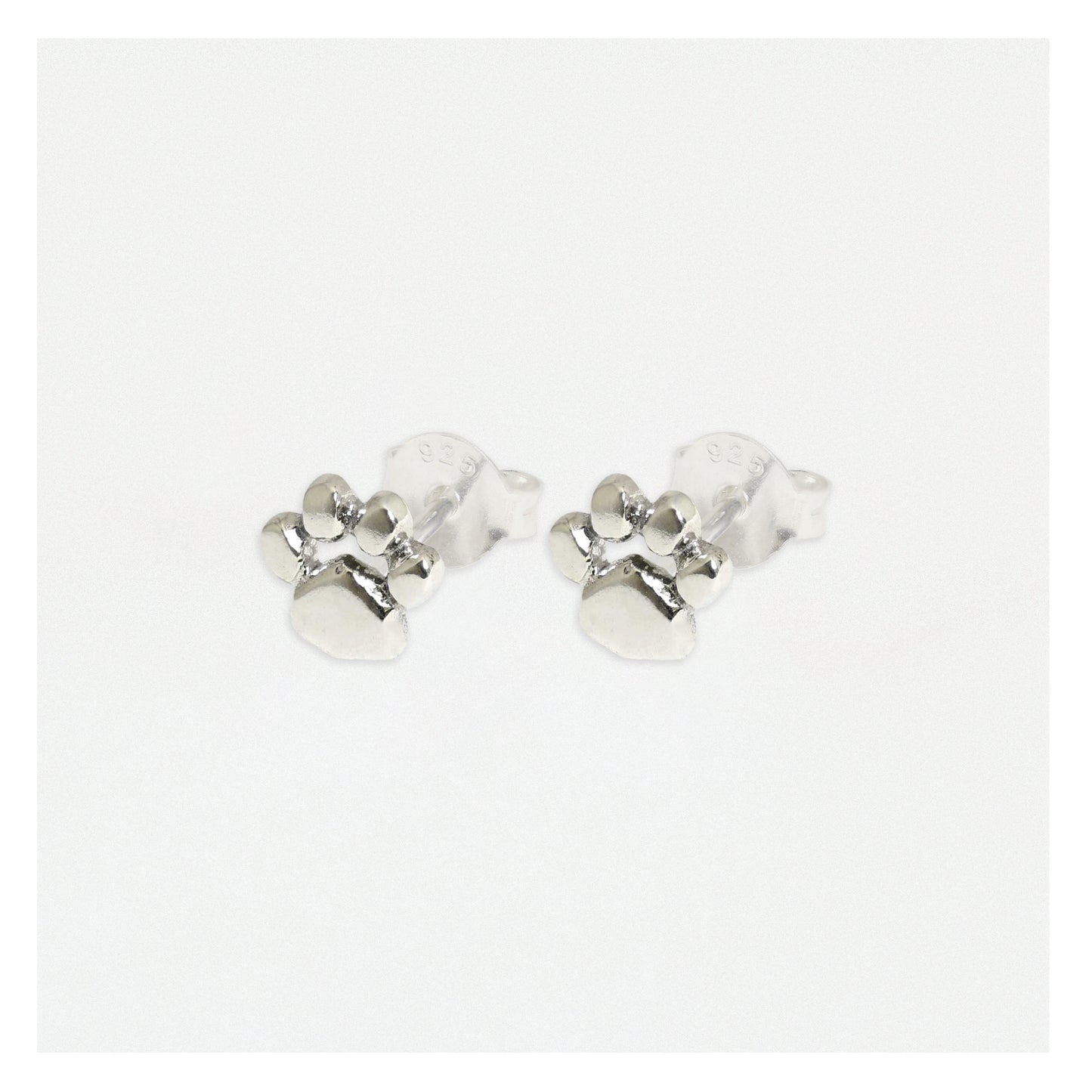 Dog Paw Silver Ear Stud Earrings Crumble and Core   