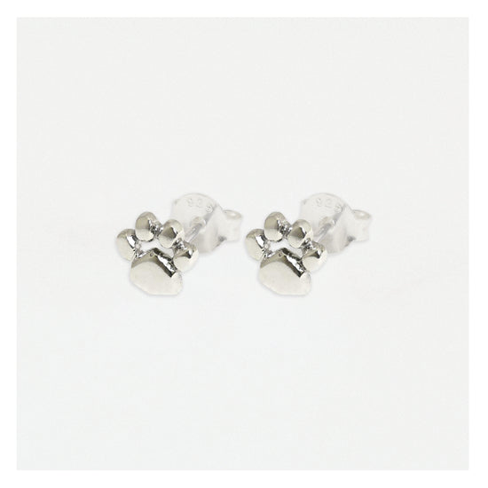 Dog Paw Silver Ear Stud Earrings Crumble and Core   