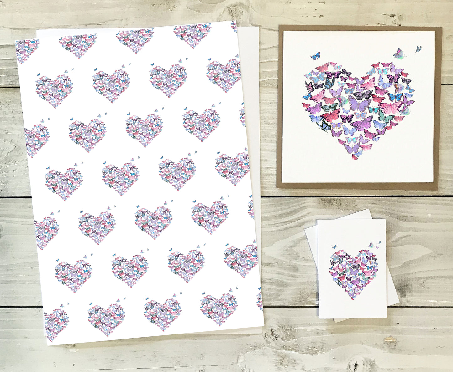 Butterfly Heart Gift Wrapping Gift Wrap & Tag Pack Wrapping Paper Crumble and Core   