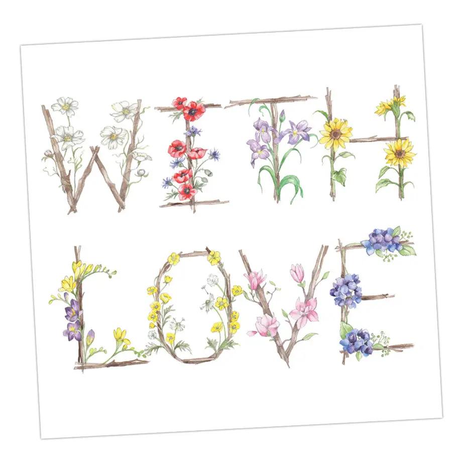 Floral Letters With Love Greeting & Note Cards Crumble and Core 15 x 15 cm  