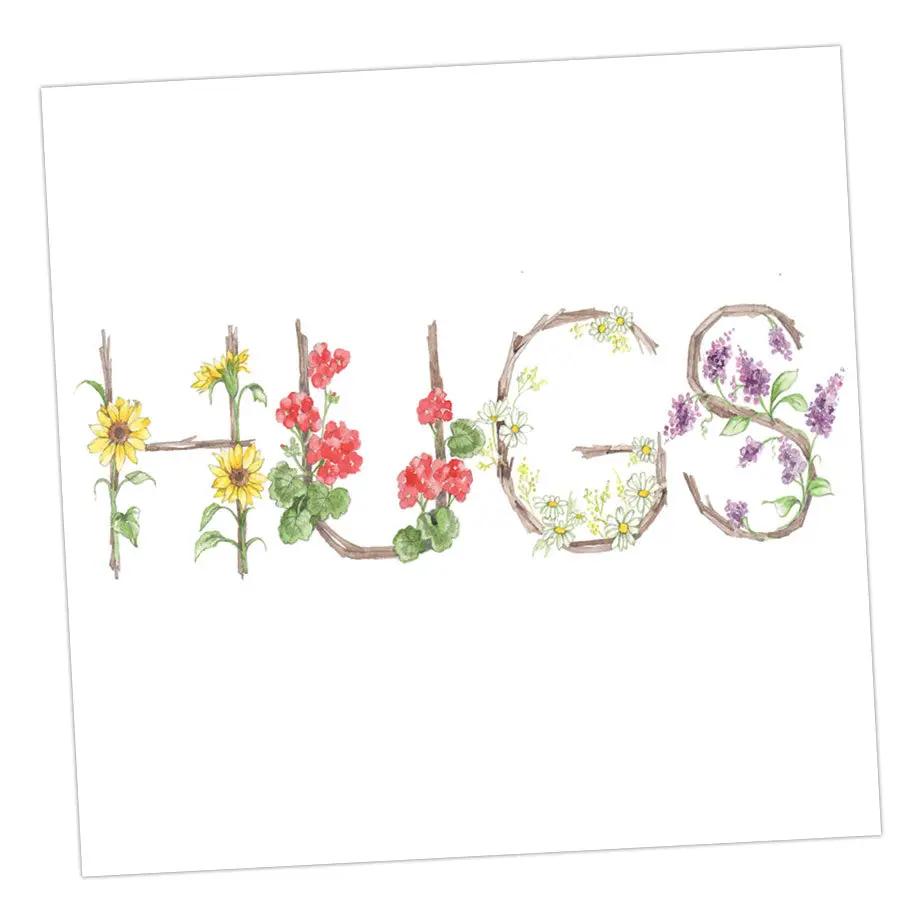 Floral Letters Hugs Greeting & Note Cards Crumble and Core   