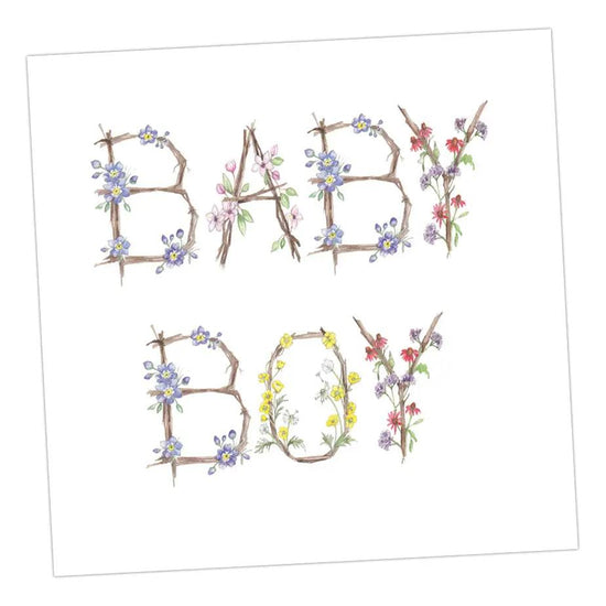 Floral Letters Baby Boy Greeting & Note Cards Crumble and Core   
