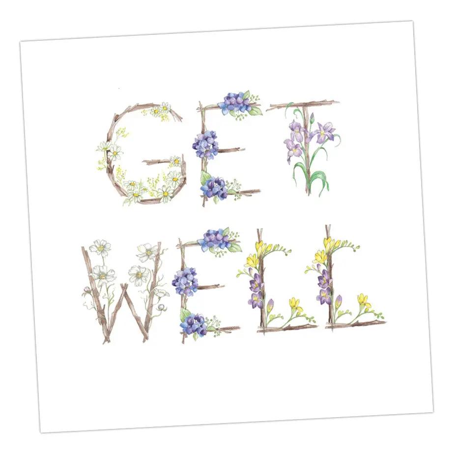 Floral Letters Get Well Card Greeting & Note Cards Crumble and Core   