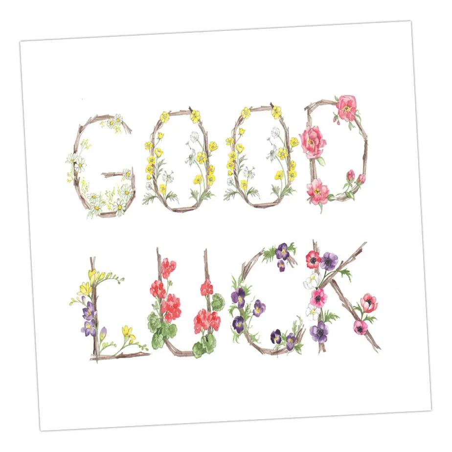 Floral Letters Good Luck Greeting & Note Cards Crumble and Core   