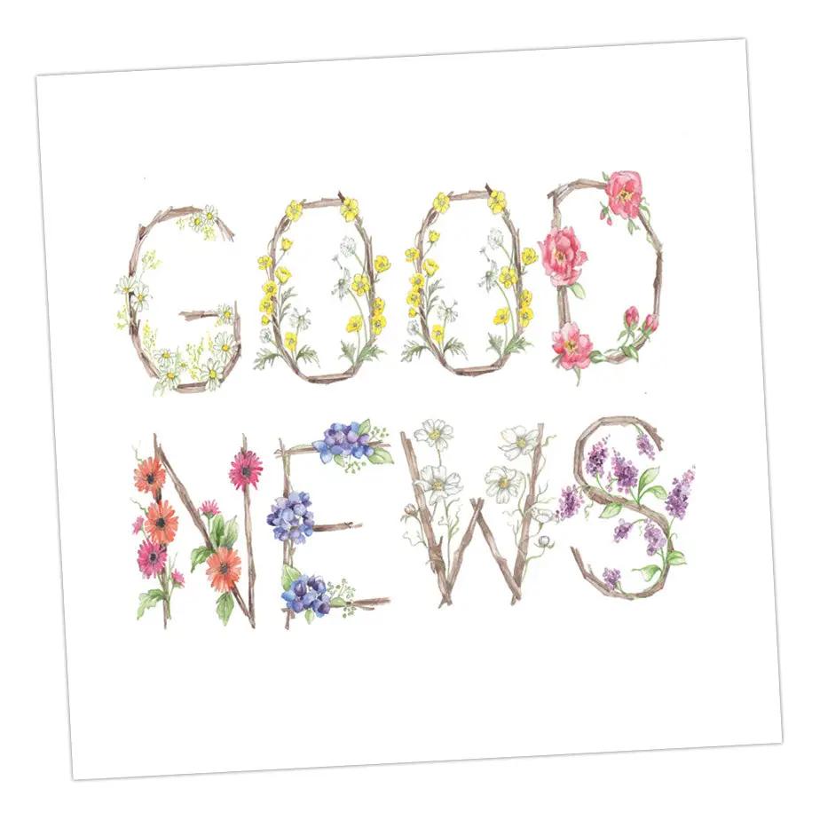 Floral Letters Good News Greeting & Note Cards Crumble and Core   