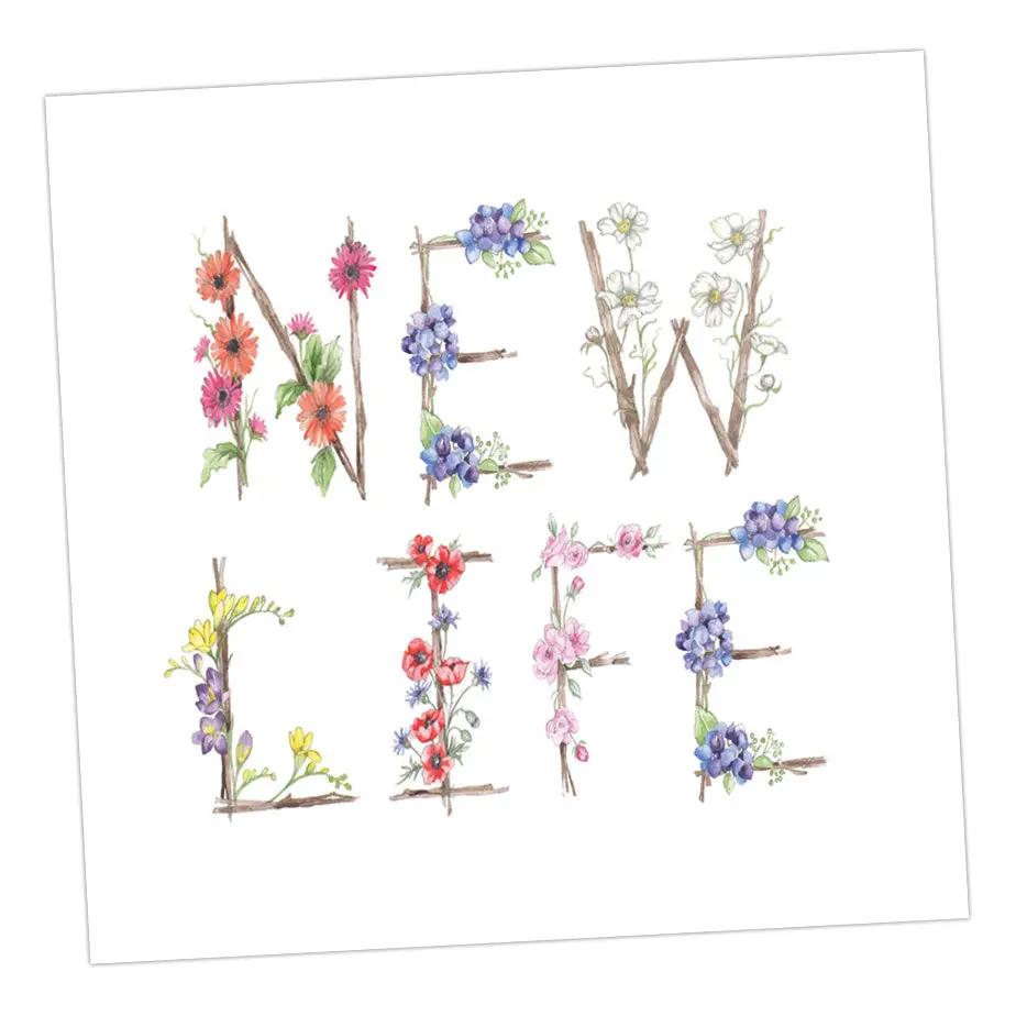 Floral Letters New Life Card Crumble & Core