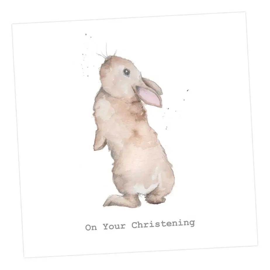 Bertie Bunny's Whiskers Christening Card Greeting & Note Cards Crumble and Core 15 x 15 cm  