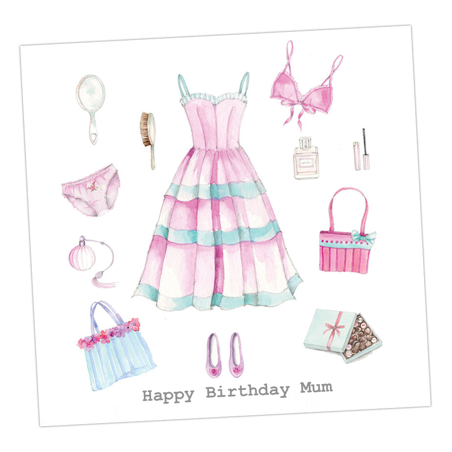 Dress and Bag Mum Birthday Greeting Card Greeting & Note Cards Crumble and Core   