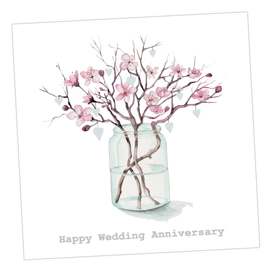 Blossom and Hearts Anniversary Card Greeting & Note Cards Crumble and Core   