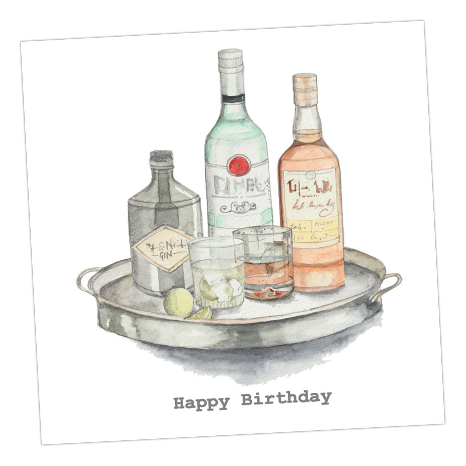 Drinks Tray Birthday Greeting Card Greeting & Note Cards Crumble and Core   