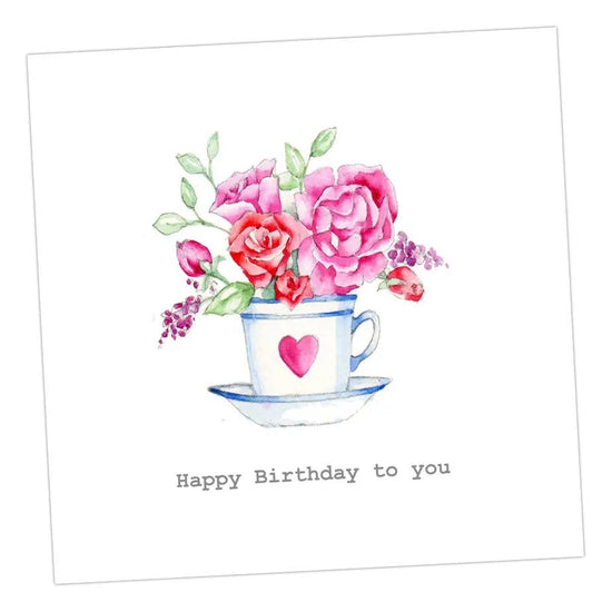 Heart Teacup Birthday Card Greeting & Note Cards Crumble and Core   
