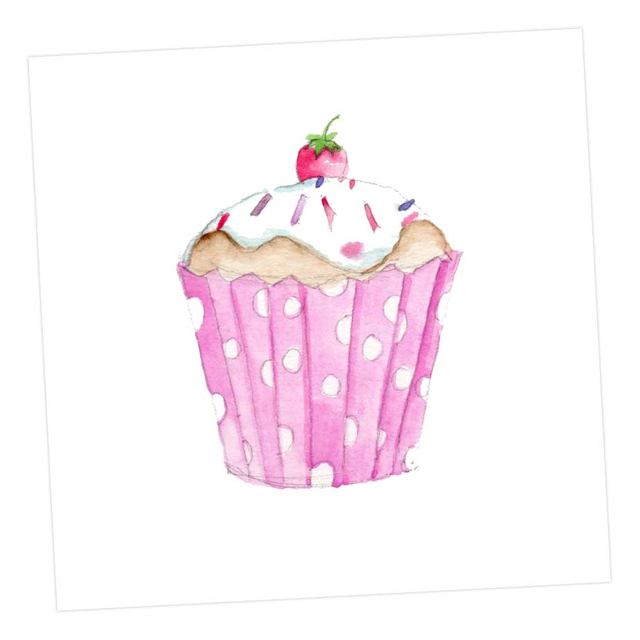 Strawberry Cupcake Card Greeting & Note Cards Crumble and Core   