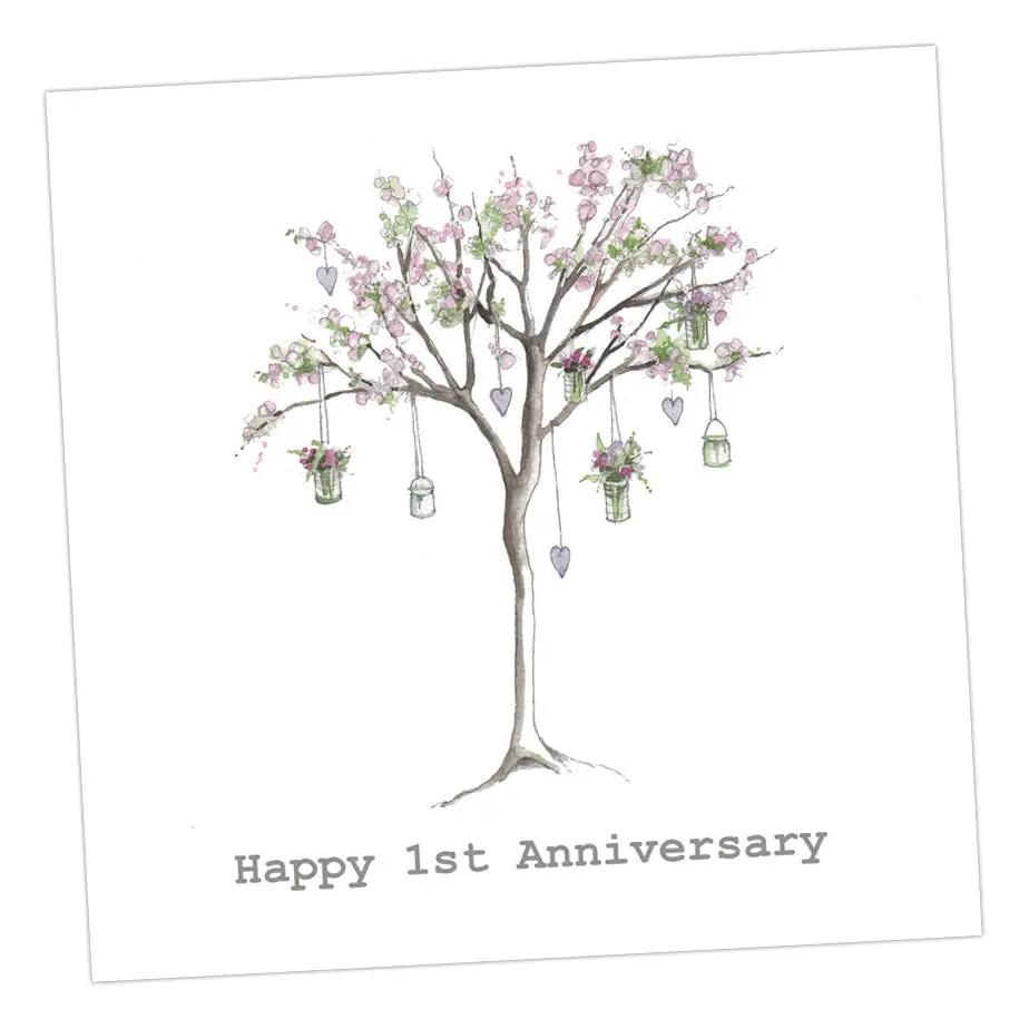 Heart Tree 1st Anniversary Card Greeting & Note Cards Crumble and Core   
