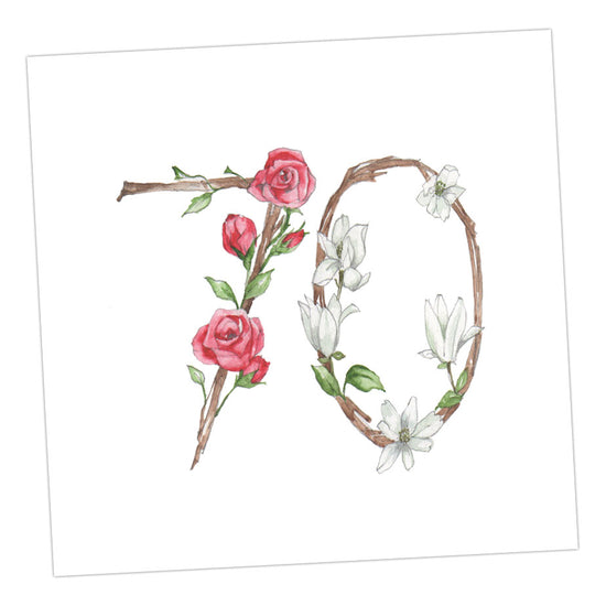 Floral Numbers 70th Card Greeting & Note Cards Crumble and Core   