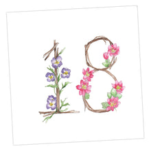 Load image into Gallery viewer, Floral Numbers 18th Card Greeting &amp; Note Cards Crumble and Core   
