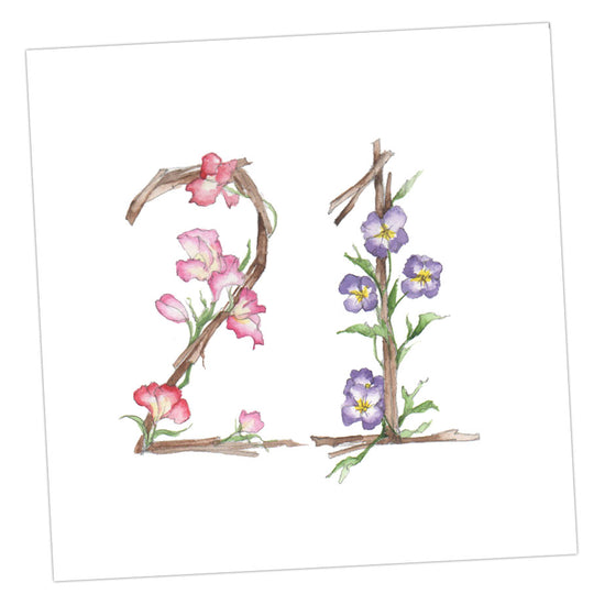 Floral Numbers 21st Card Greeting & Note Cards Crumble and Core   