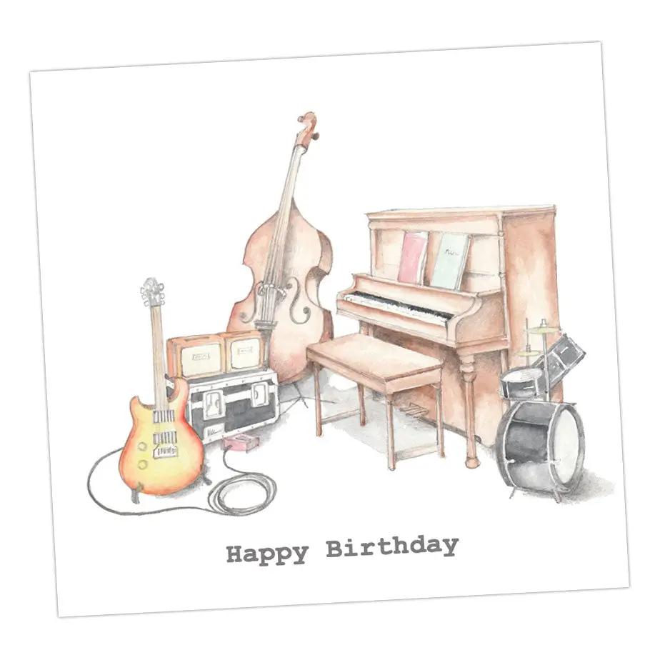 Musical Instruments Birthday Card Greeting & Note Cards Crumble and Core   