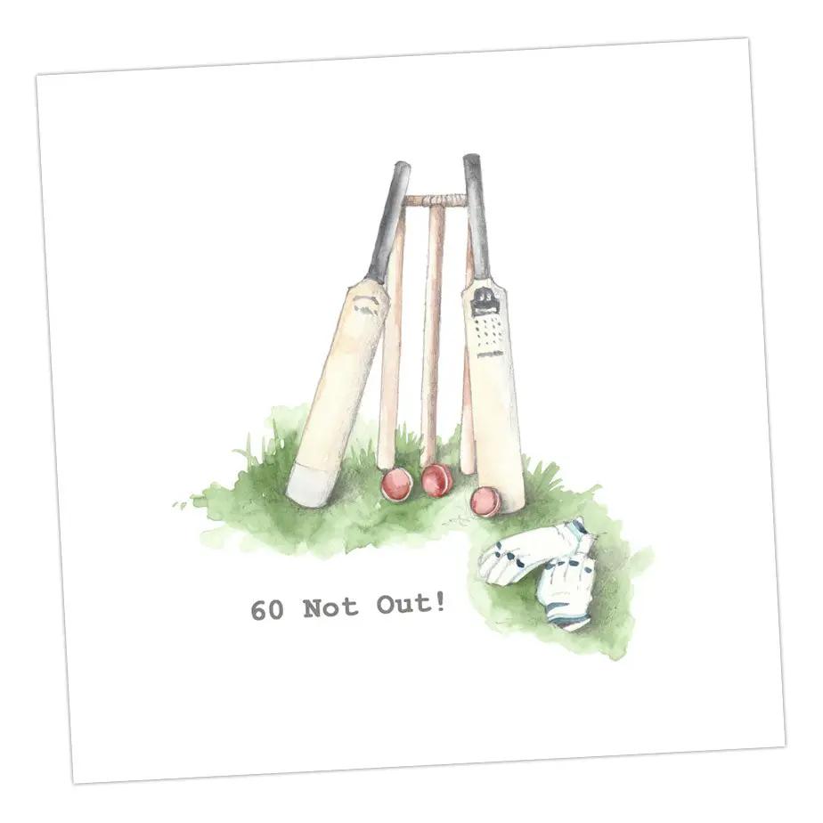 Cricket 60 Not Out Greeting Card Greeting & Note Cards Crumble and Core   