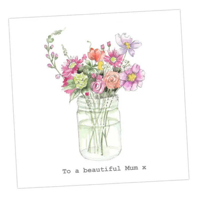 Beautiful Mum Jar of Flowers Card