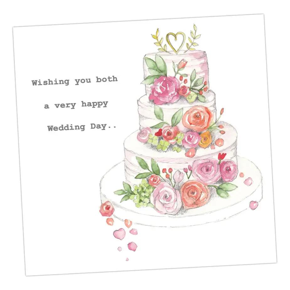 Floral Wedding Cake Card Greeting & Note Cards Crumble and Core   