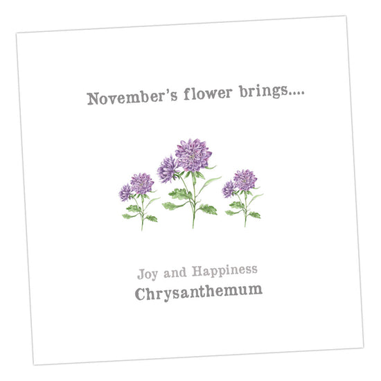 November Crysanthemum Card Greeting & Note Cards Crumble and Core   