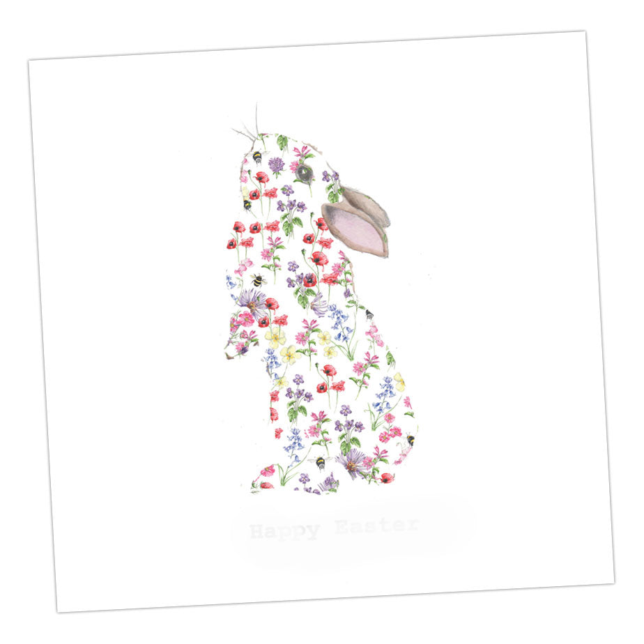 Cut Out Floral Bunny Greeting Card Greeting & Note Cards Crumble and Core   