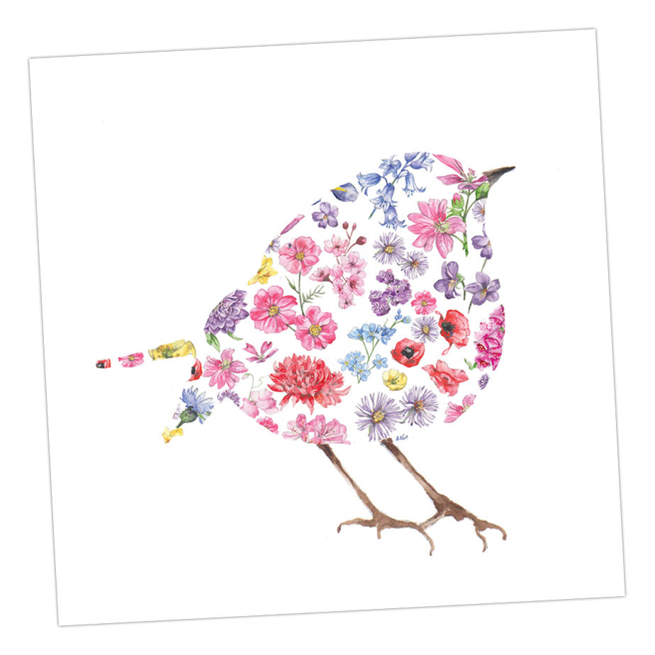 Cut Out Floral Robin Card Greeting & Note Cards Crumble and Core   