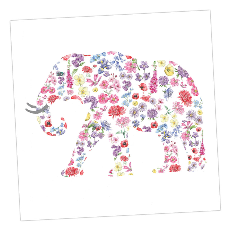 Cut Out Floral Elephant Card