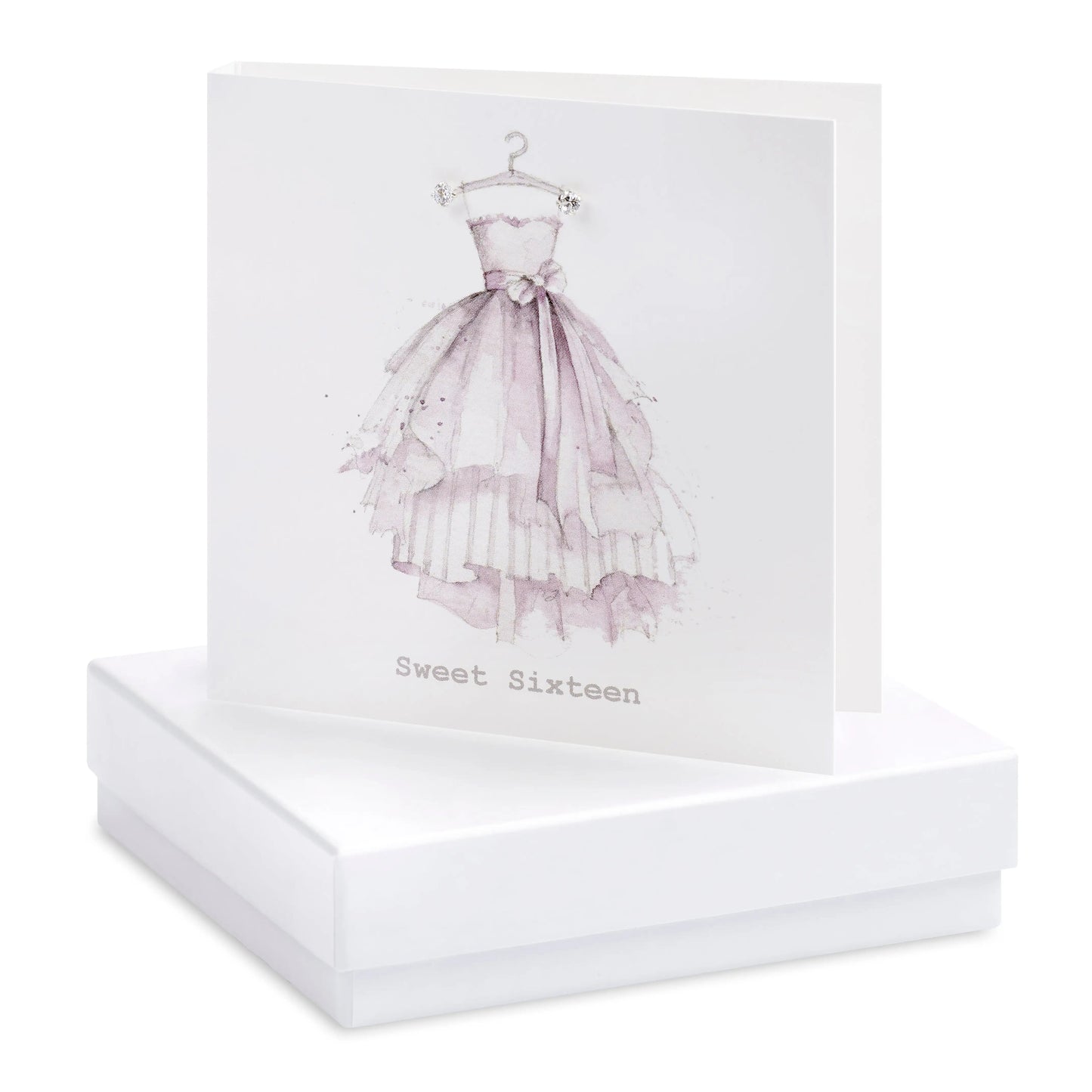 Boxed Sweet Sixteen Dress Earring Card Earrings Crumble and Core White  