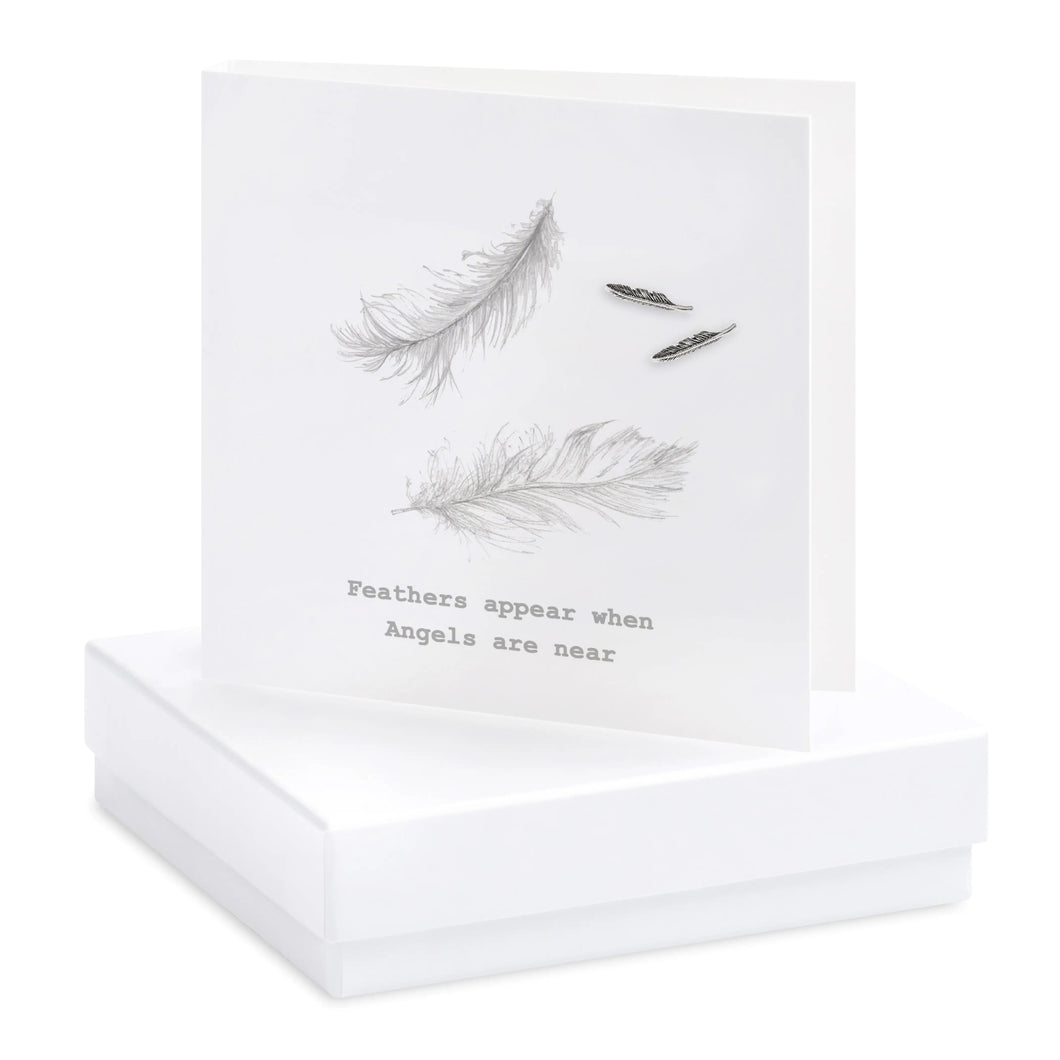 Boxed Feathers Are Near Earring Card Crumble and Core Crumble & Core