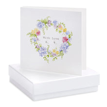 Load image into Gallery viewer, Boxed Hydrangea With Love Wreath Earring Card Crumble and Core Crumble &amp; Core
