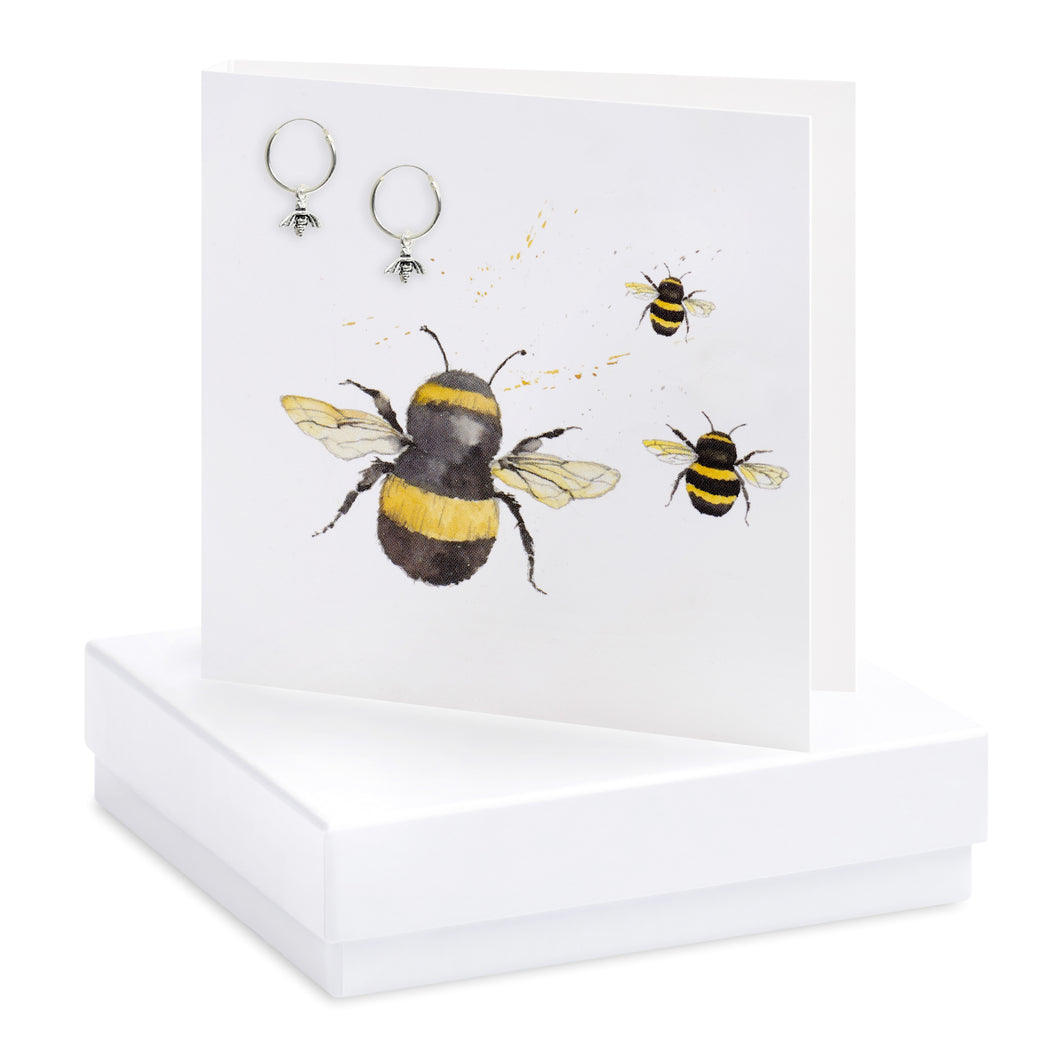 Boxed Bee Hoop Earring Card Earrings Crumble and Core   