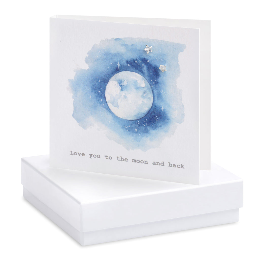 Boxed Love You To The Moon..Earring Card Crumble and Core Crumble & Core