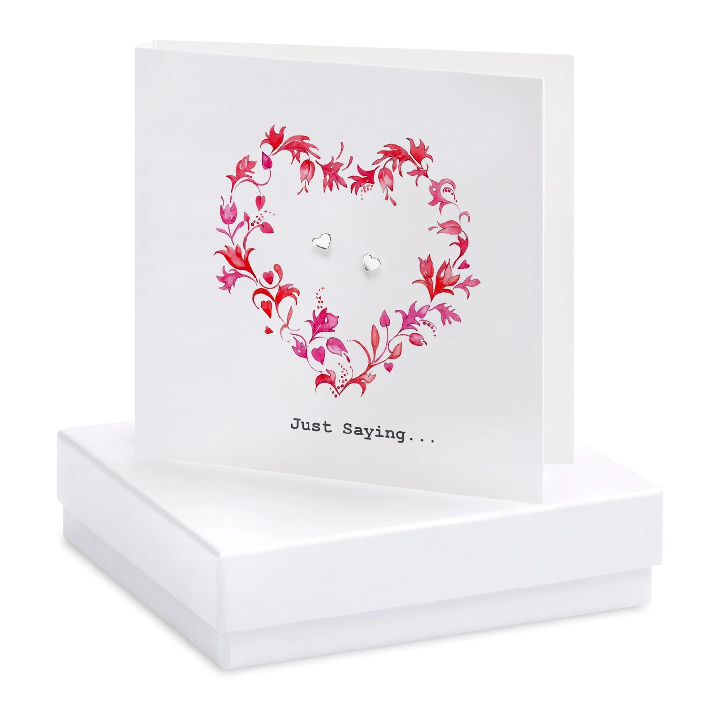 Boxed Red Heart Just Saying ... Earring Card Earrings Crumble and Core White  