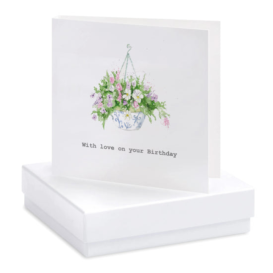 Boxed Hanging Basket Birthday Earring Card Earrings Crumble and Core White  