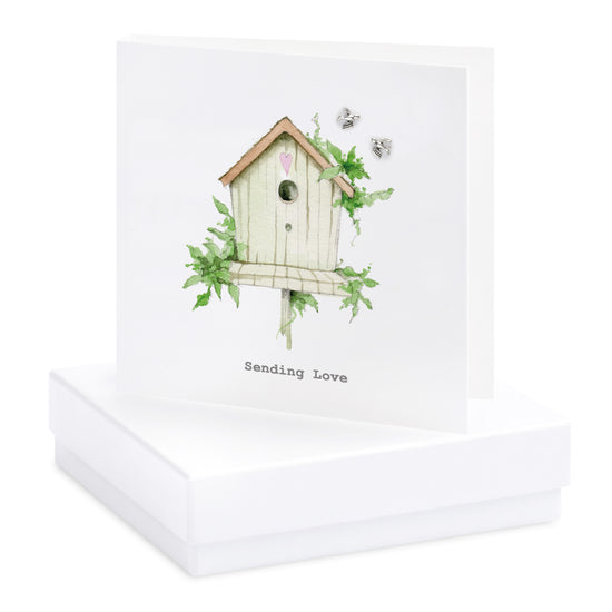 Boxed Bird House Earring Card Earrings Crumble and Core White  