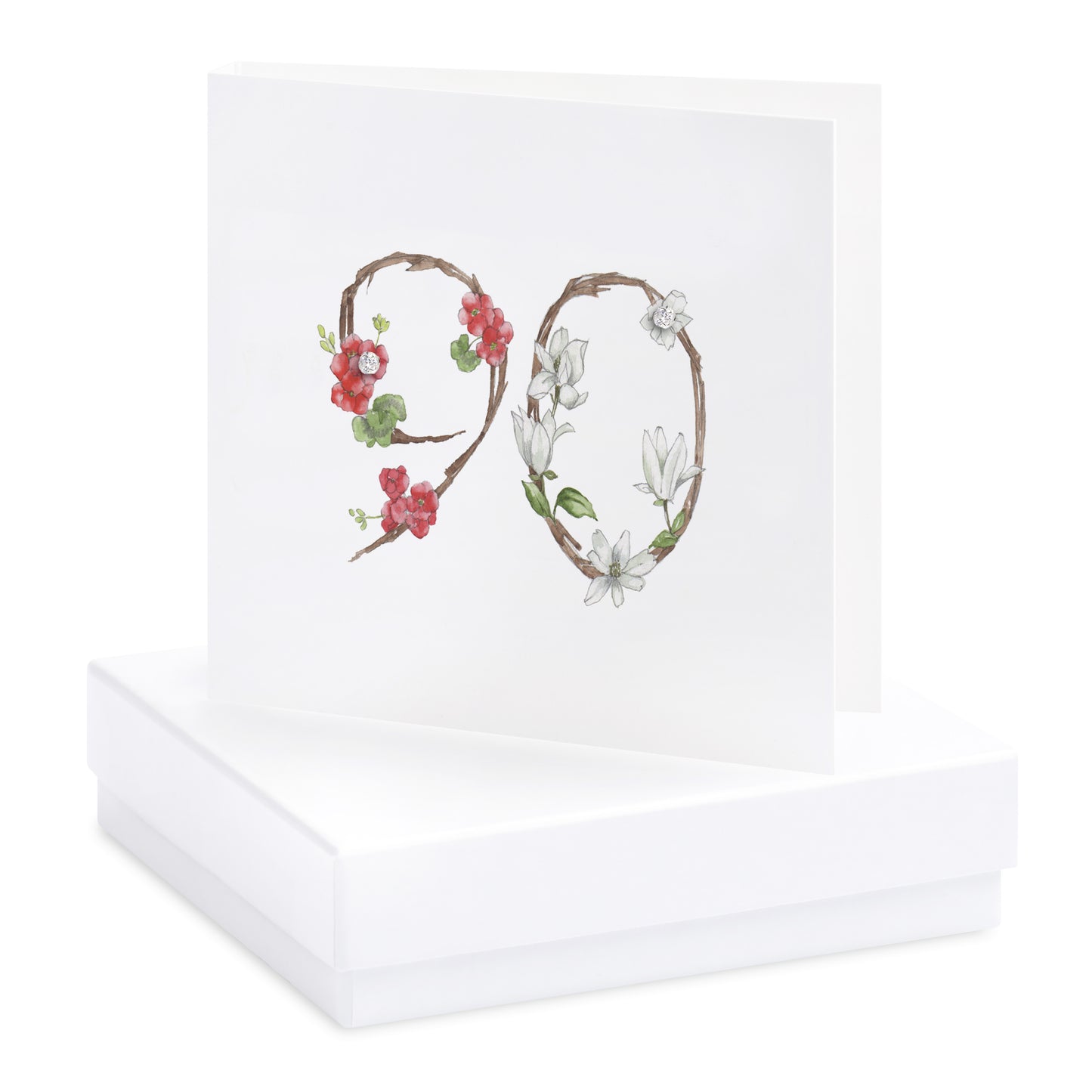 Boxed Floral 90th Earring Card Earrings Crumble and Core White  