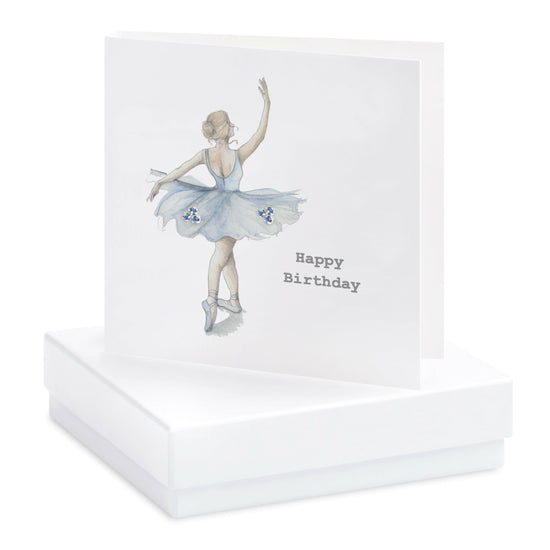 Sterling Silver Ballet Shoe Stud Earrings with Ballerina Card - Ideal Gift for Dancers - Crumble and Core