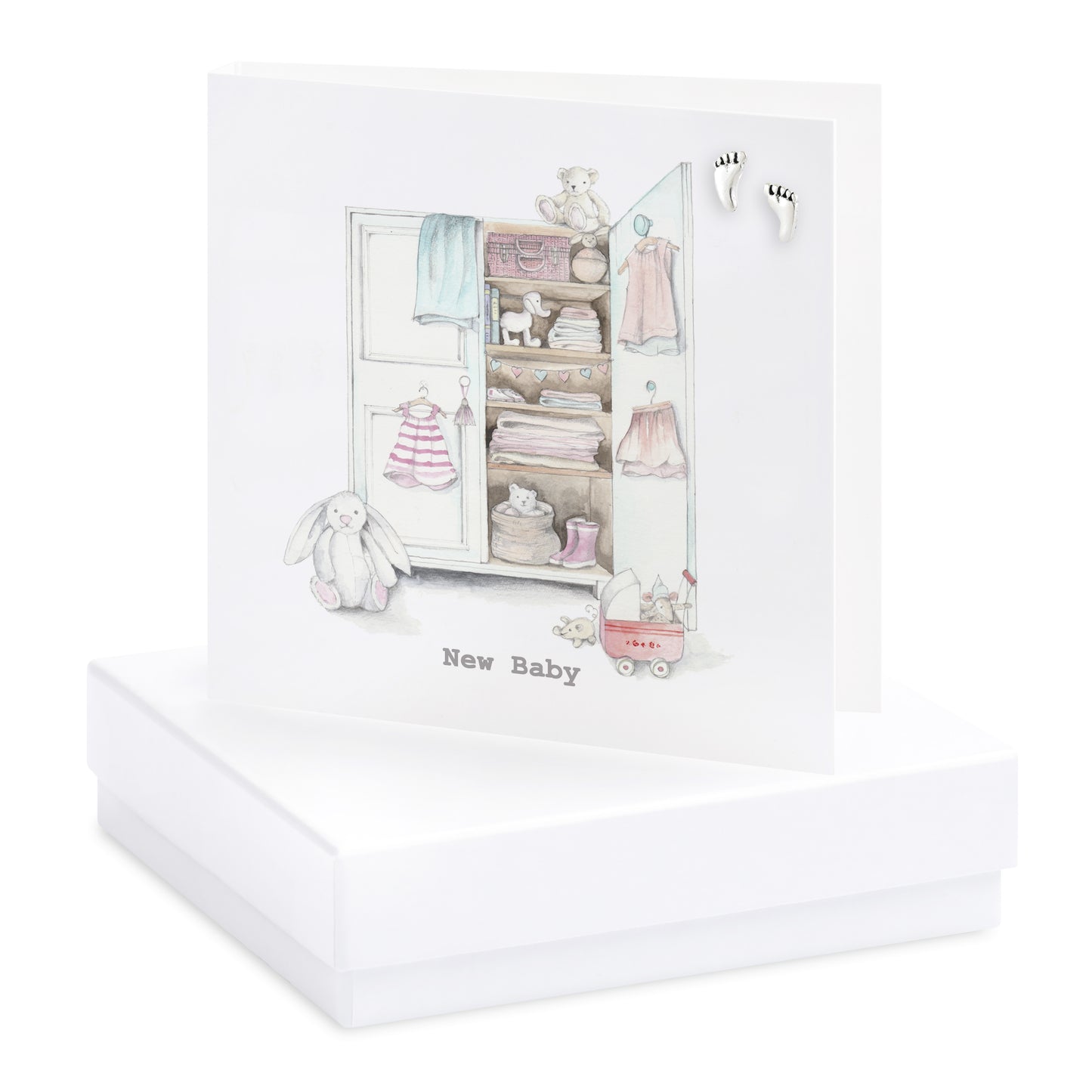 Boxed Baby Girls Room Silver Earring Card Earrings Crumble and Core   