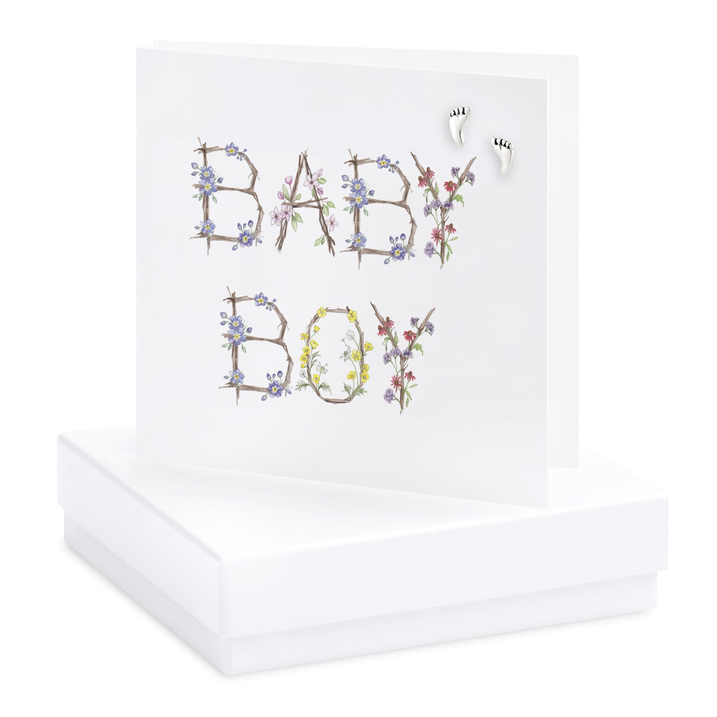 Boxed Floral Baby Boy Earring Card Earrings Crumble and Core   