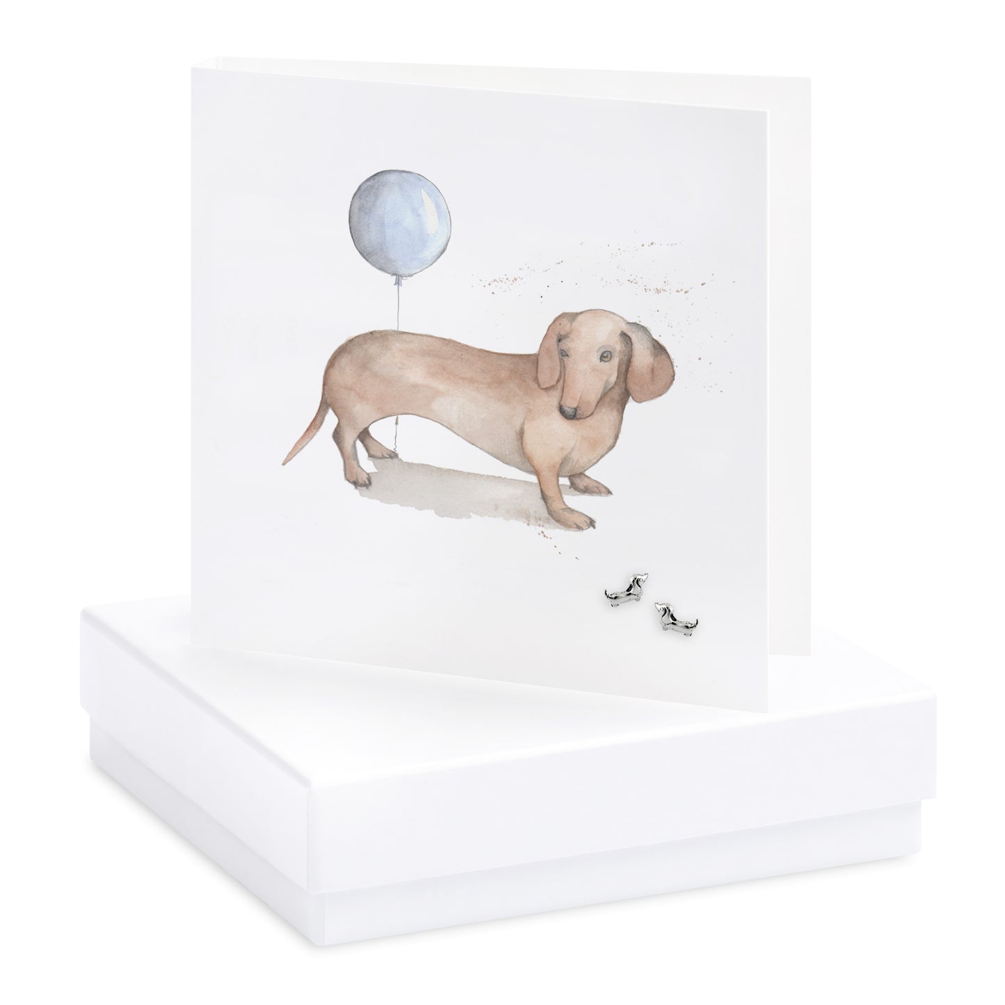Boxed Sausage Dog Earring Card Earrings Crumble and Core White  