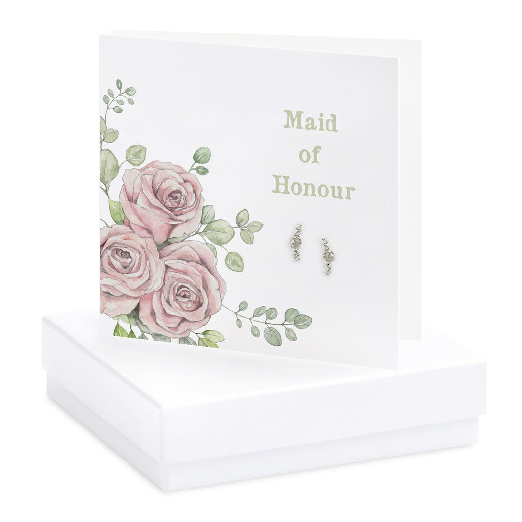 Boxed Rose Maid of Honour Earring Card Earrings Crumble and Core   