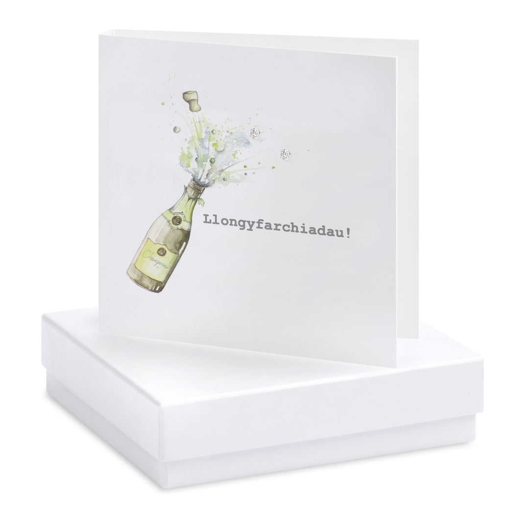Boxed Welsh Champagne Congratulations Earring Card Earrings Crumble and Core   