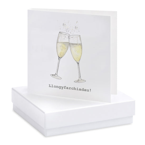 Boxed Welsh Champagne Glasses Congratulations Earring Card Earrings Crumble and Core   