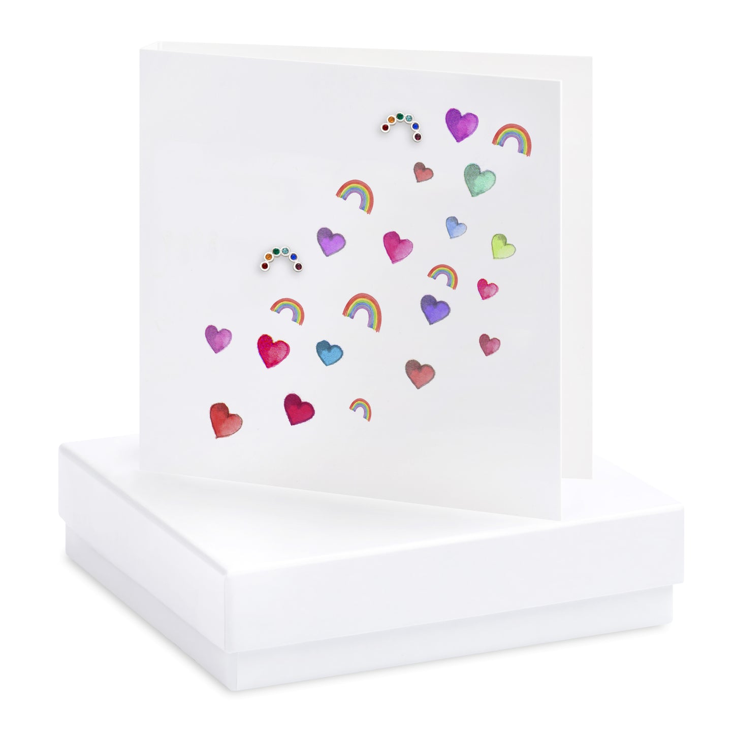 Boxed Rainbows & Hearts Card Earrings Crumble and Core   